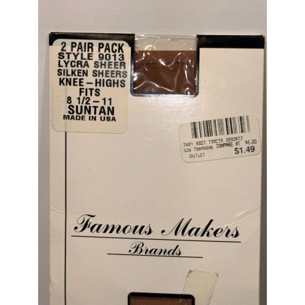 Famous Makers Suntan Silken Sheers Knee-Highs 2 Pair Pack Style 9013 Fits 8.5-11